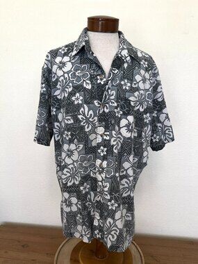 Makapuu Sportswear - Hawaiian Shirt - Gray & White - Size XL